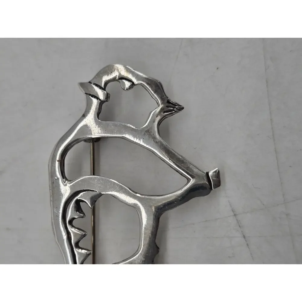 Vtg 70s Sterling Navajo GS Glen Irene Sandoval Buffalo Bison Outline Brooch Pin
